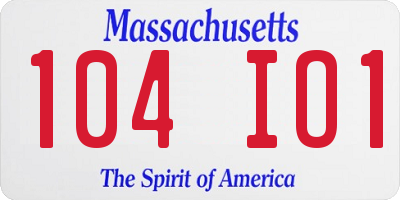 MA license plate 104IO1