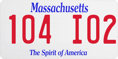 MA license plate 104IO2
