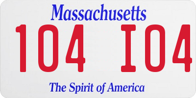 MA license plate 104IO4