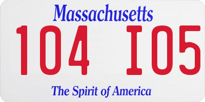 MA license plate 104IO5