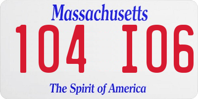 MA license plate 104IO6