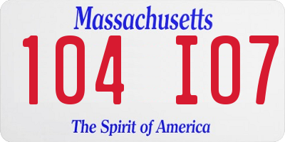 MA license plate 104IO7
