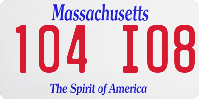 MA license plate 104IO8