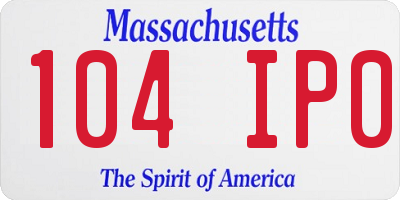 MA license plate 104IP0