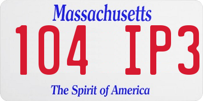 MA license plate 104IP3