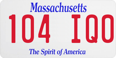 MA license plate 104IQ0