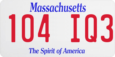 MA license plate 104IQ3