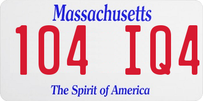 MA license plate 104IQ4