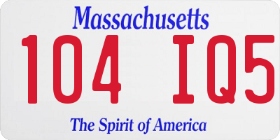 MA license plate 104IQ5