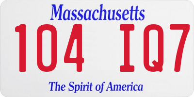 MA license plate 104IQ7