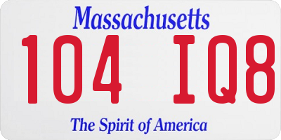 MA license plate 104IQ8