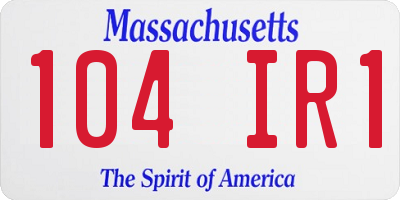 MA license plate 104IR1