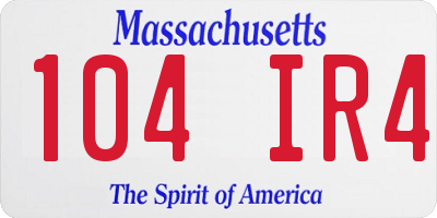 MA license plate 104IR4