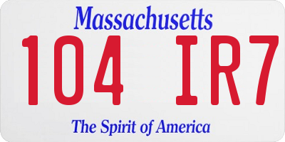 MA license plate 104IR7