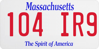 MA license plate 104IR9