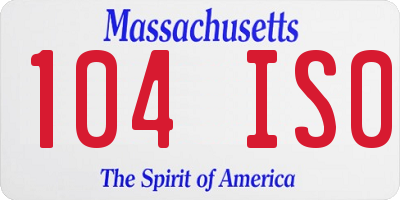 MA license plate 104IS0