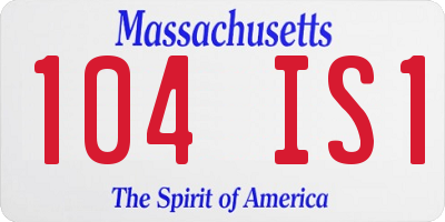 MA license plate 104IS1