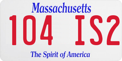 MA license plate 104IS2