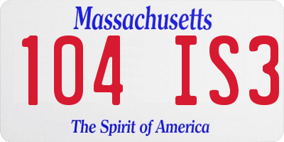 MA license plate 104IS3