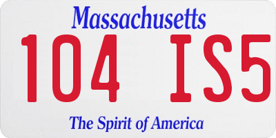 MA license plate 104IS5