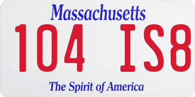 MA license plate 104IS8