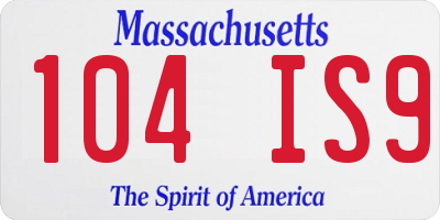 MA license plate 104IS9