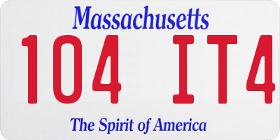 MA license plate 104IT4