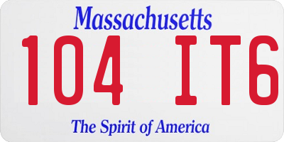 MA license plate 104IT6