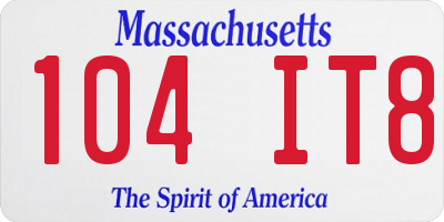 MA license plate 104IT8