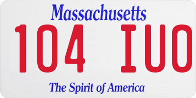 MA license plate 104IU0
