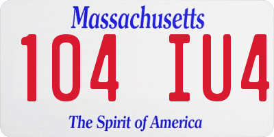 MA license plate 104IU4