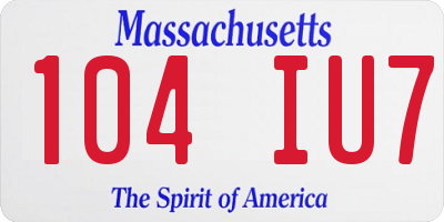 MA license plate 104IU7