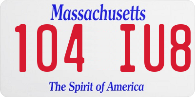MA license plate 104IU8