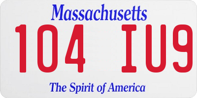MA license plate 104IU9