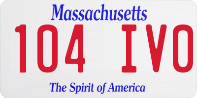 MA license plate 104IV0