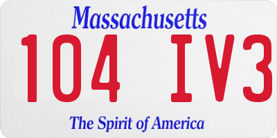 MA license plate 104IV3