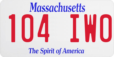 MA license plate 104IW0