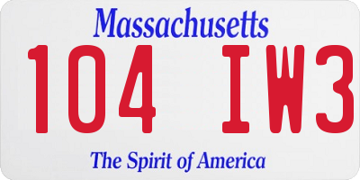 MA license plate 104IW3