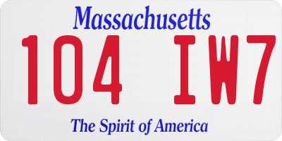 MA license plate 104IW7