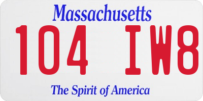 MA license plate 104IW8