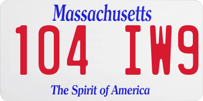 MA license plate 104IW9