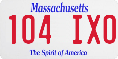 MA license plate 104IX0