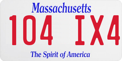 MA license plate 104IX4