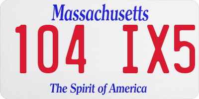 MA license plate 104IX5