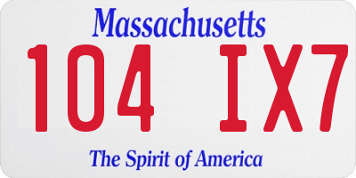 MA license plate 104IX7
