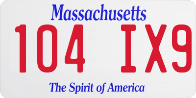 MA license plate 104IX9