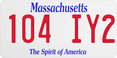 MA license plate 104IY2