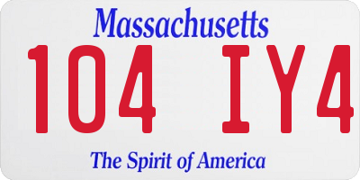 MA license plate 104IY4