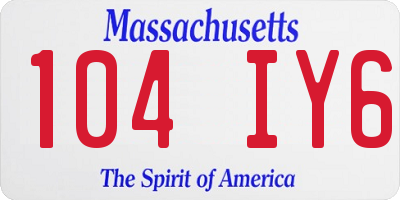 MA license plate 104IY6
