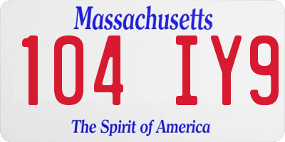 MA license plate 104IY9